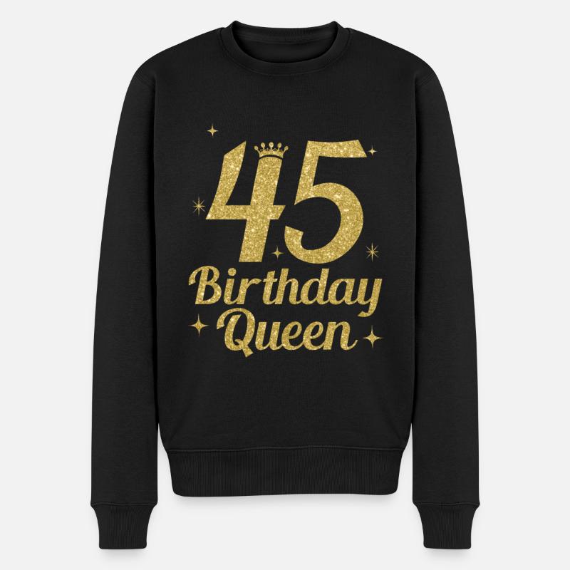 Birthday Queen 45 - Männer Premium Bio Pullover - Schwarz