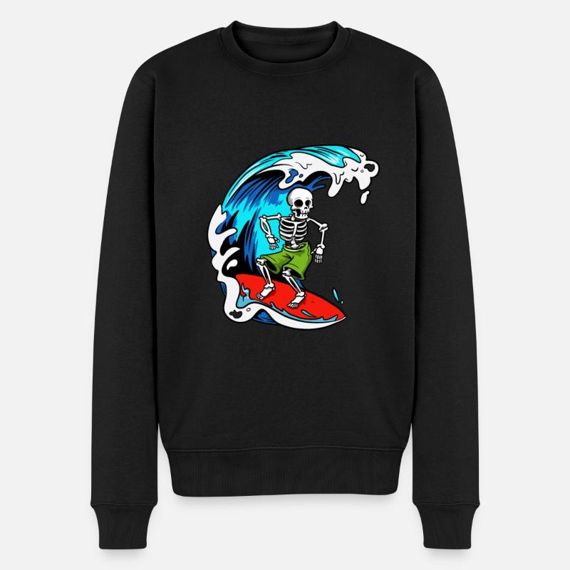Seleton Surfer Surf - Pull Premium bio Homme - noir