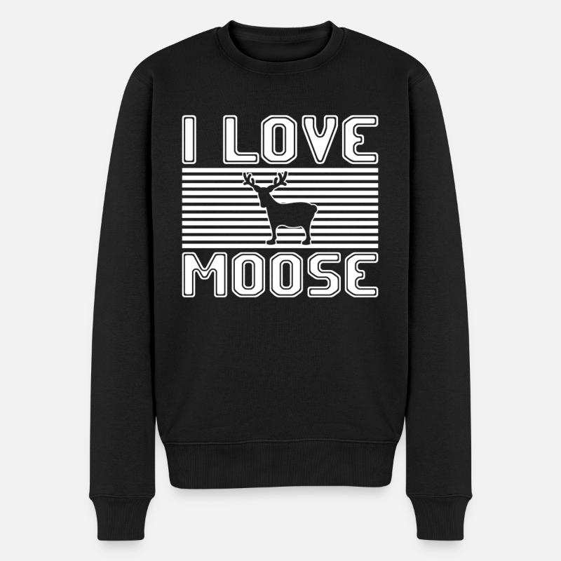 I love moose - Männer Premium Bio Pullover - Schwarz