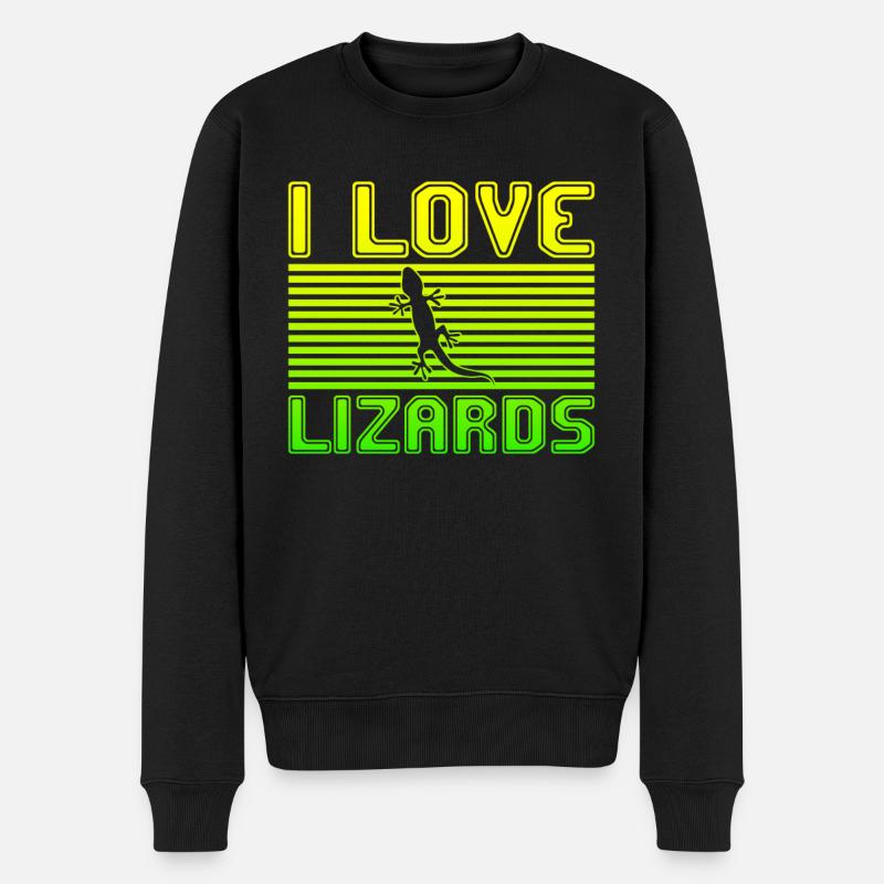 I love lizards - Männer Premium Bio Pullover - Schwarz