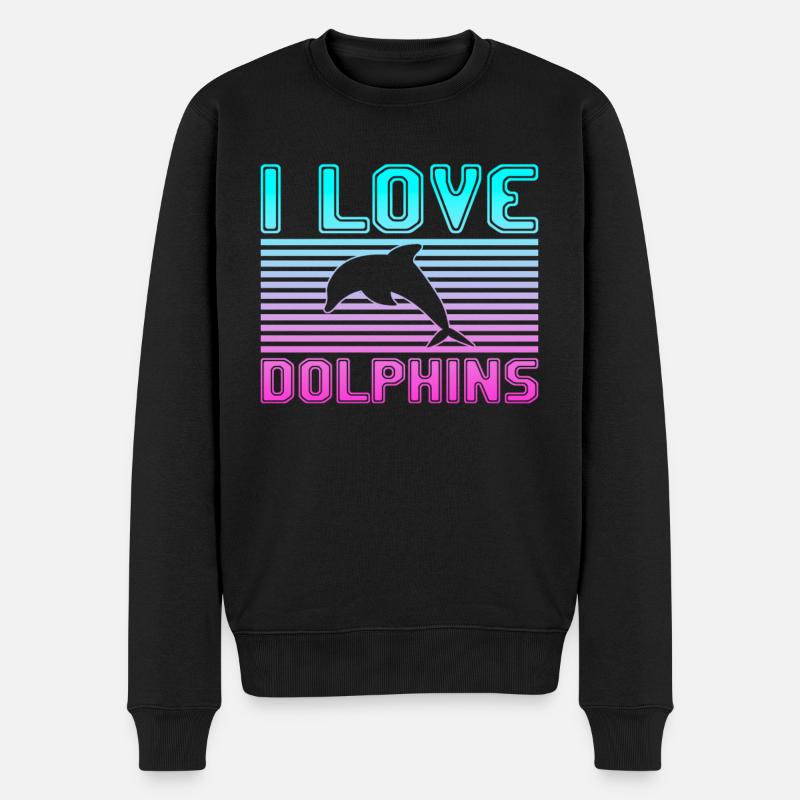 I love dolphins - Männer Premium Bio Pullover - Schwarz