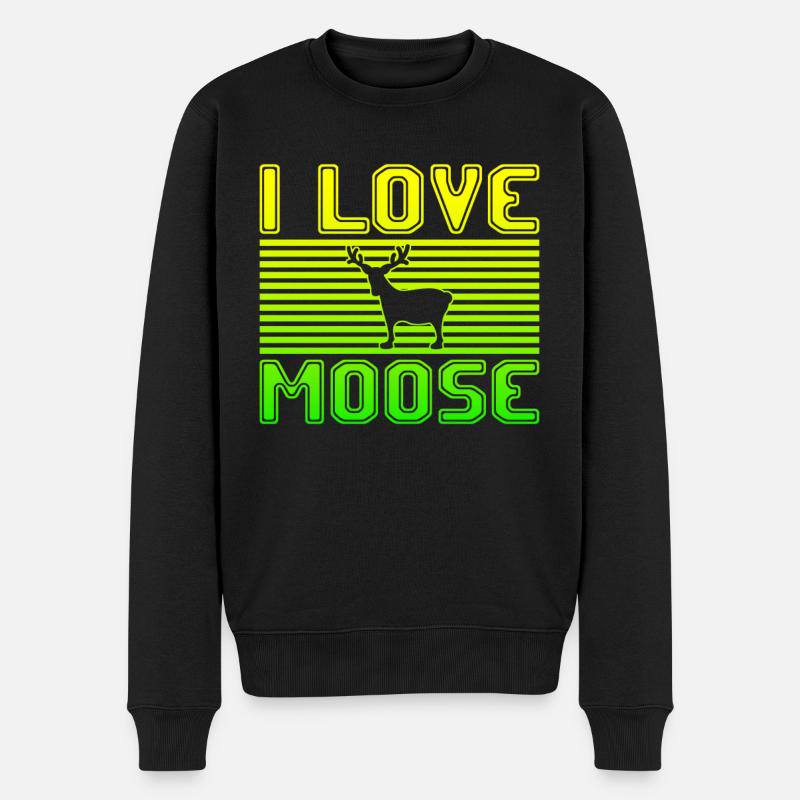 I love moose - Männer Premium Bio Pullover - Schwarz