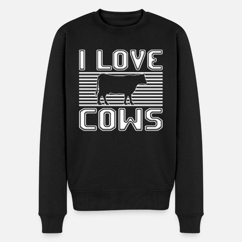 I love cows - Männer Premium Bio Pullover - Schwarz