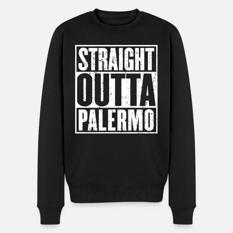 Gerade Outta Palermo Vintage - Männer Premium Bio Pullover - Schwarz
