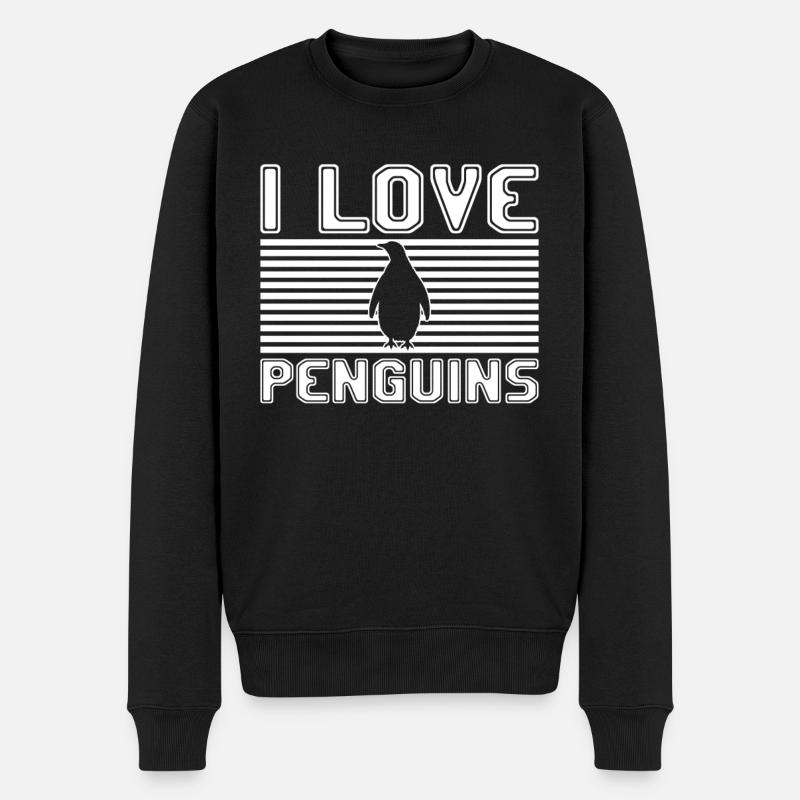 I love penguins - Männer Premium Bio Pullover - Schwarz