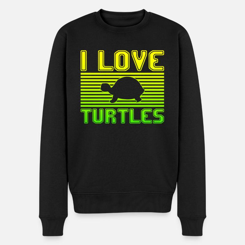 I love turtles - Männer Premium Bio Pullover - Schwarz