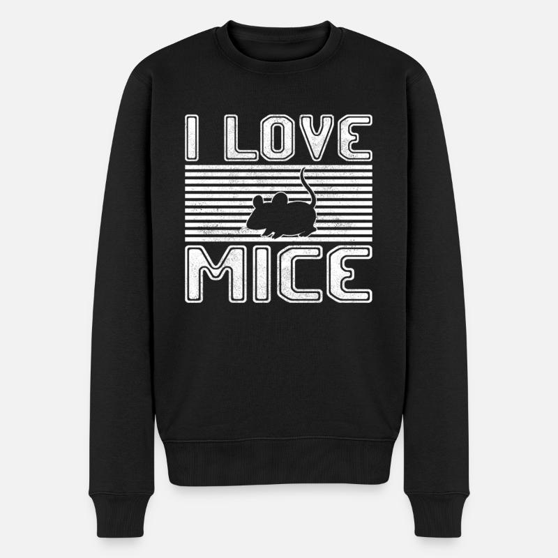 ich liebe mäuse - Männer Premium Bio Pullover - Schwarz