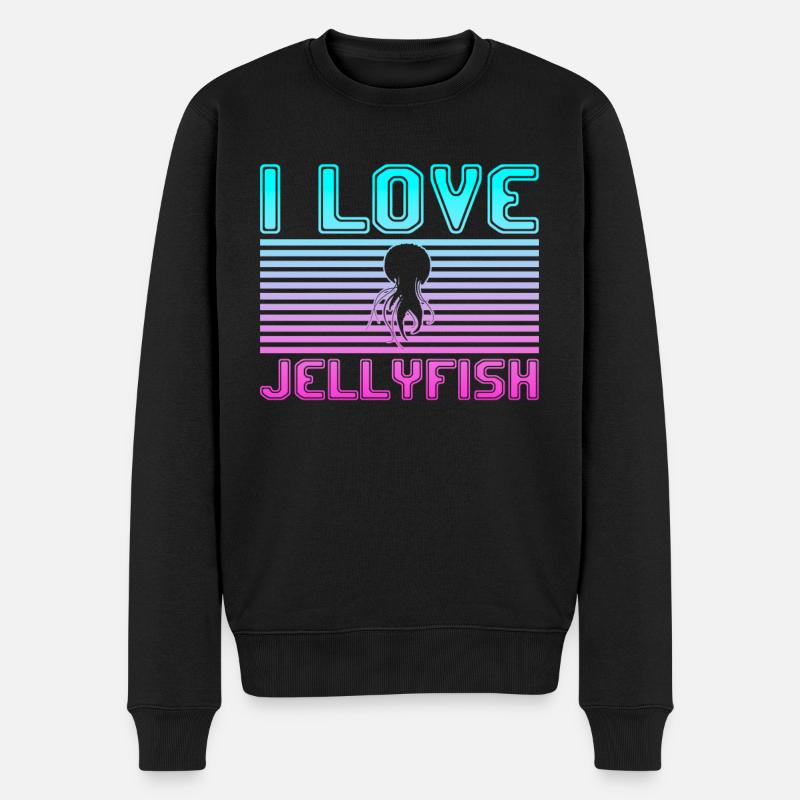 I love jellyfish - Männer Premium Bio Pullover - Schwarz