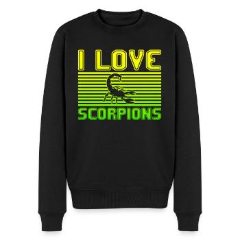 I love scorpions - Männer Premium Bio Pullover - Schwarz - Vorne - Nico (187cm)