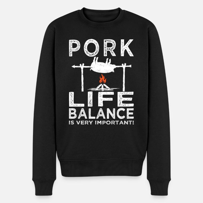 Fleisch - Grillen - Steak - Metzger - Männer Premium Bio Pullover - Schwarz