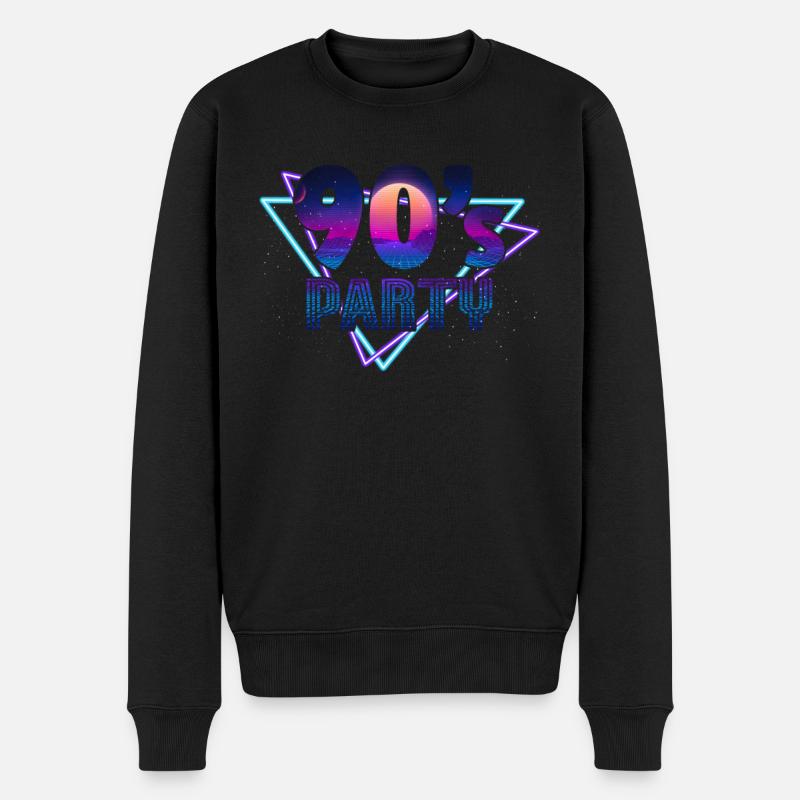 90s Party 90er Jahre - Männer Premium Bio Pullover - Schwarz