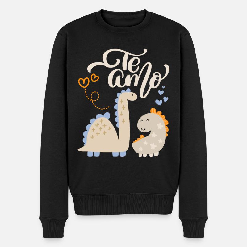 Valentinstag, Dino-Liebe, Dinosaurier-Motiv Te-Amo - Männer Premium Bio Pullover - Schwarz