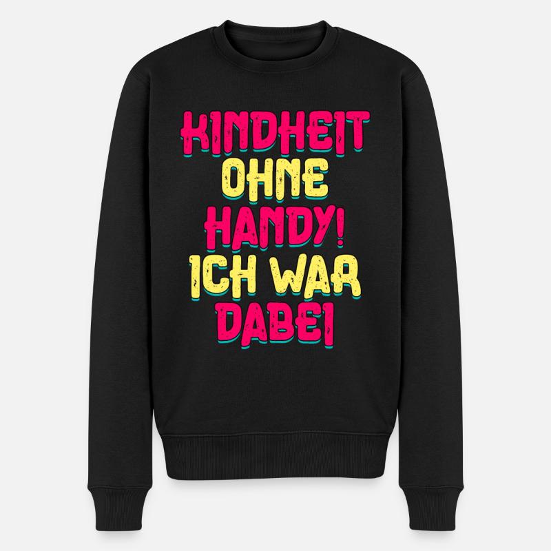 80er Jahre Kinderheit Ohne Handy - Männer Premium Bio Pullover - Schwarz