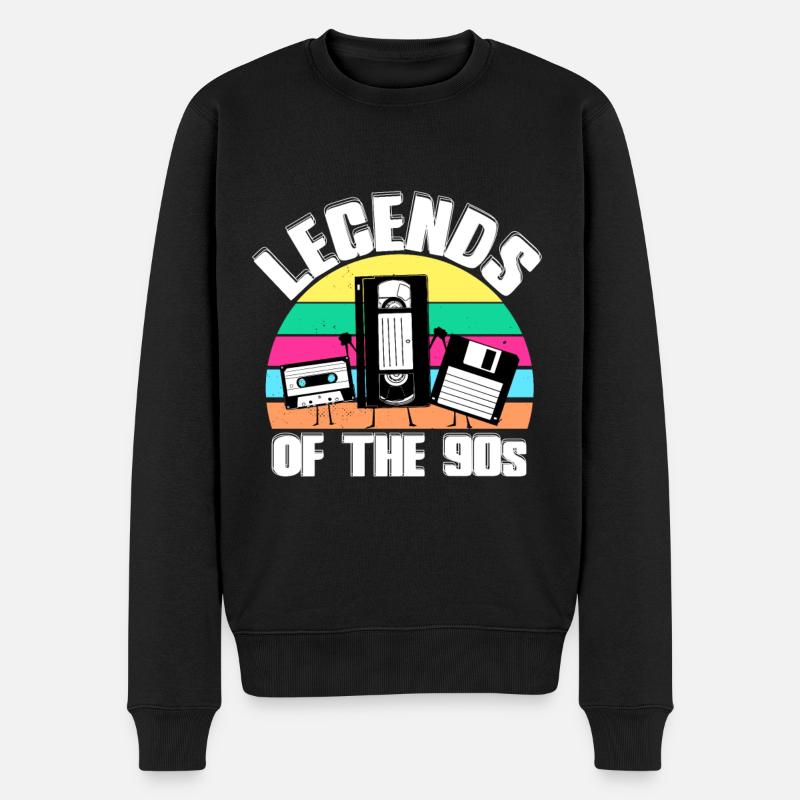 90er Jahre - Männer Premium Bio Pullover - Schwarz