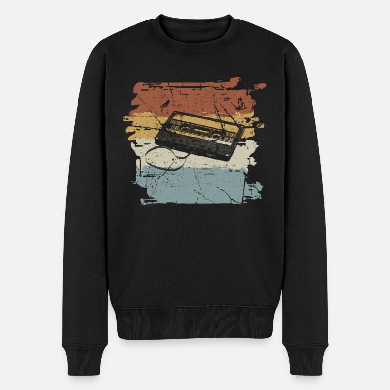 90er Kassette 90er Jahre - Männer Premium Bio Pullover - Schwarz