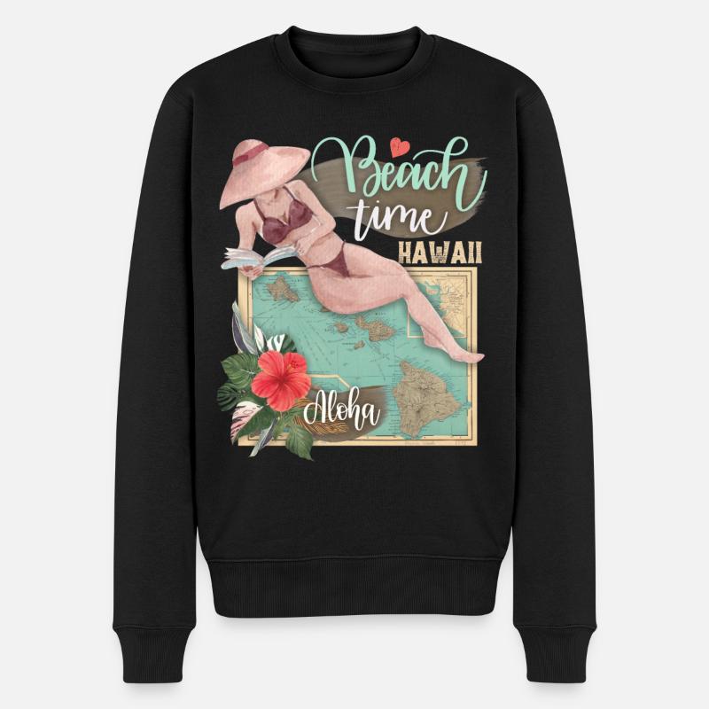 Hawaii Urlaub, Aloha-Hawaii, Vintage-Karte - Männer Premium Bio Pullover - Schwarz