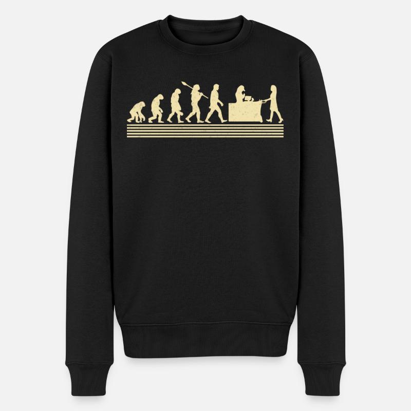 Kassierer-evolution - Männer Premium Bio Pullover - Schwarz