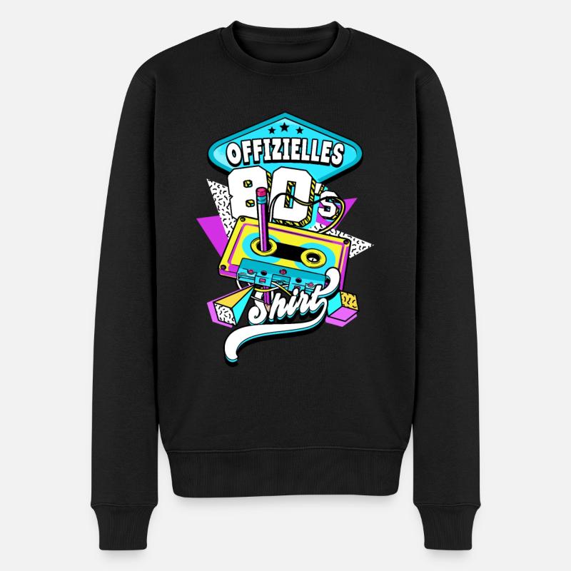 80er Jahre Offizielles 80s - Männer Premium Bio Pullover - Schwarz