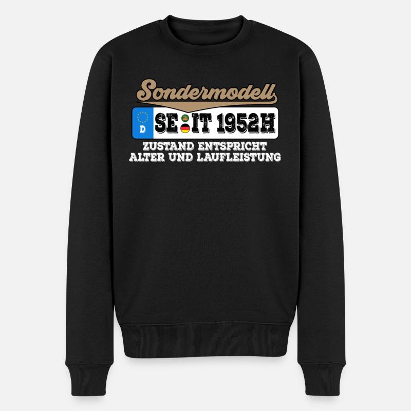 1952 Kennzeichen Geburtstag - Männer Premium Bio Pullover - Schwarz