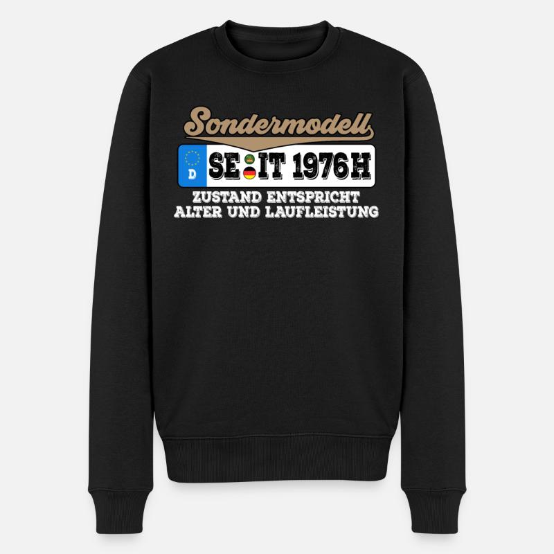 1976 Kennzeichen Geburtstag - Männer Premium Bio Pullover - Schwarz