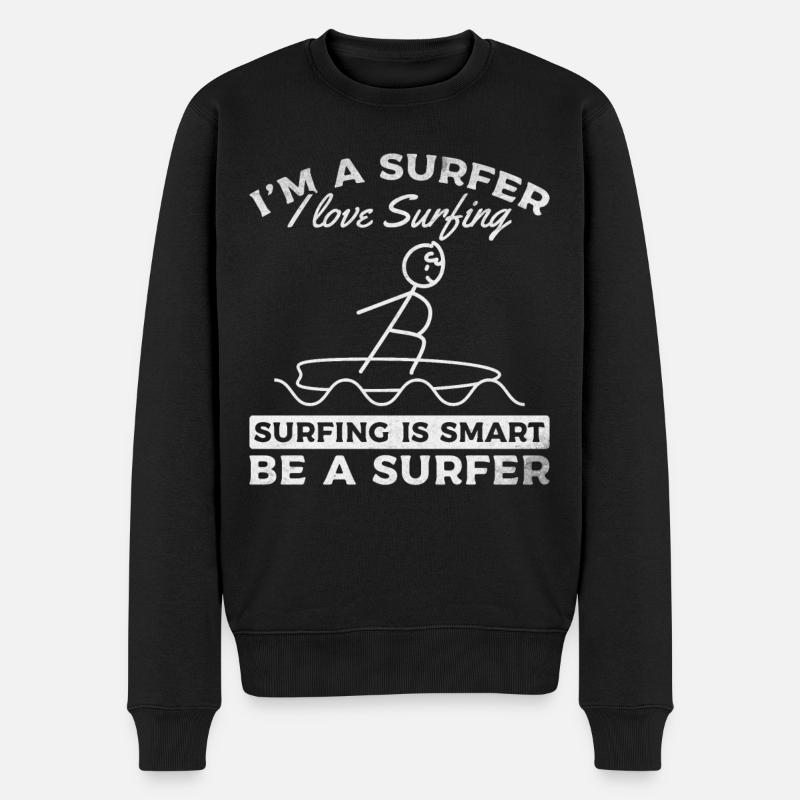 Surfen - Ich bin ein Surfer Ich liebe Surfen Ist - Männer Premium Bio Pullover - Schwarz