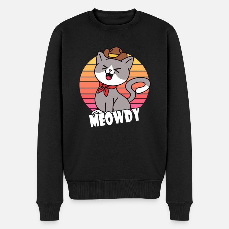 Meowdy Cowboy Chat - Pull Premium bio Homme - noir