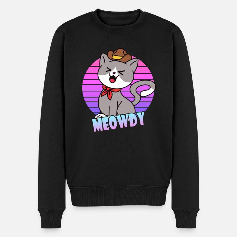 Meowdy Cowboy Chat - Pull Premium bio Homme - noir