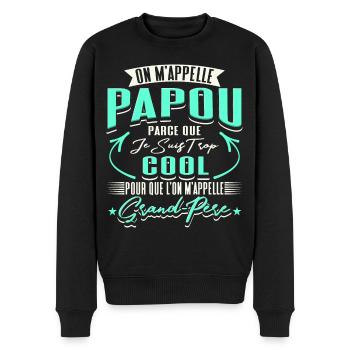 Papou Fete Des Grand Pères Papy - Pull Premium bio Homme - noir - Devant - Nico (187cm)