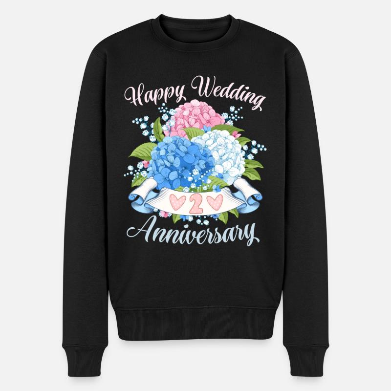 Félicitations d’anniversaire de mariage avec des hortensias - Pull Premium bio Homme - noir