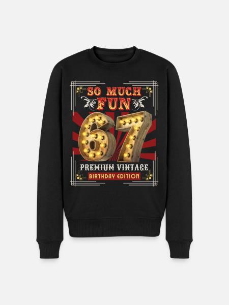 67th birthday 67 years Vintage-Retro Fun-Birthday - Men's Premium Organic Jumper - black