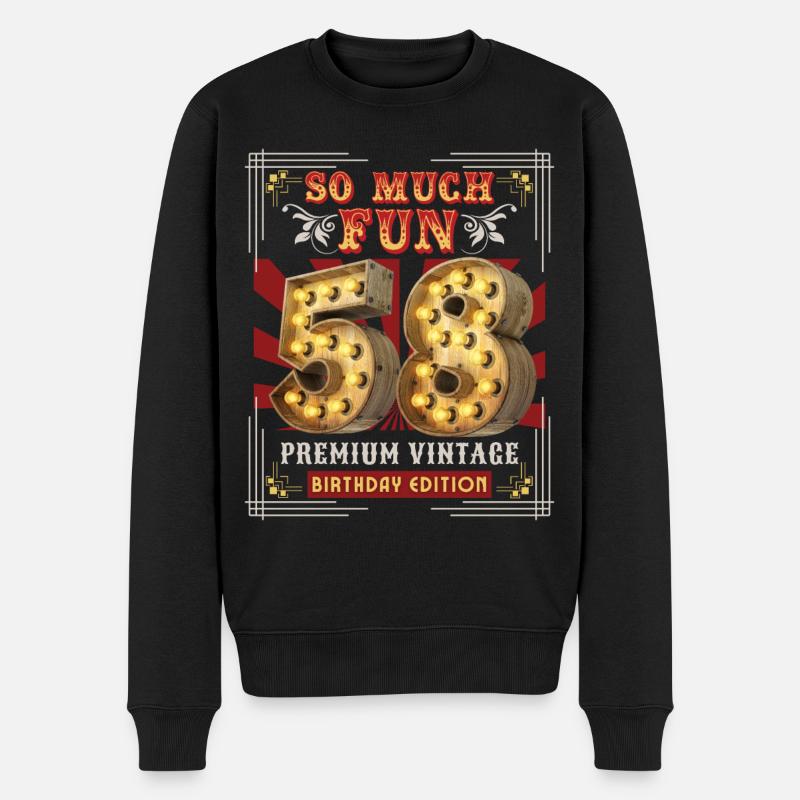 58. Geburtstag 58 Jahre Vintage-Retro Fun-Birthday - Männer Premium Bio Pullover - Schwarz