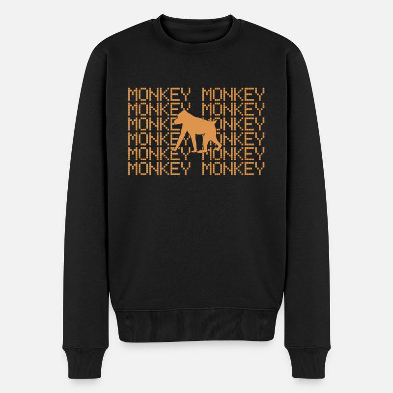 Affe - Männer Premium Bio Pullover - Schwarz