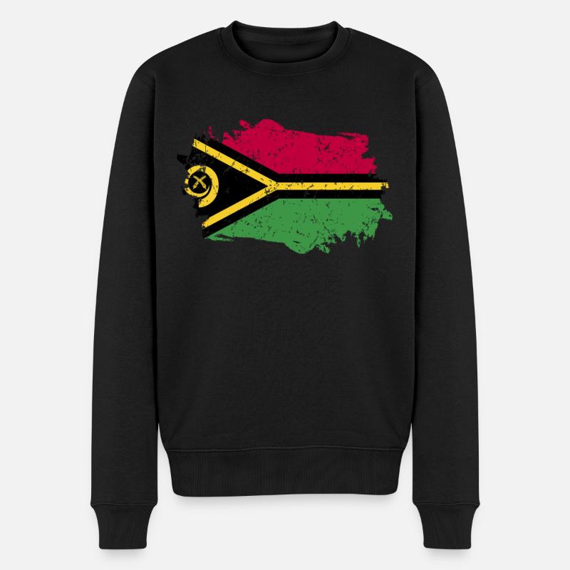 Vanuatu Drapeau Grunge Vanuatu Drapeau - Pull Premium bio Homme - noir