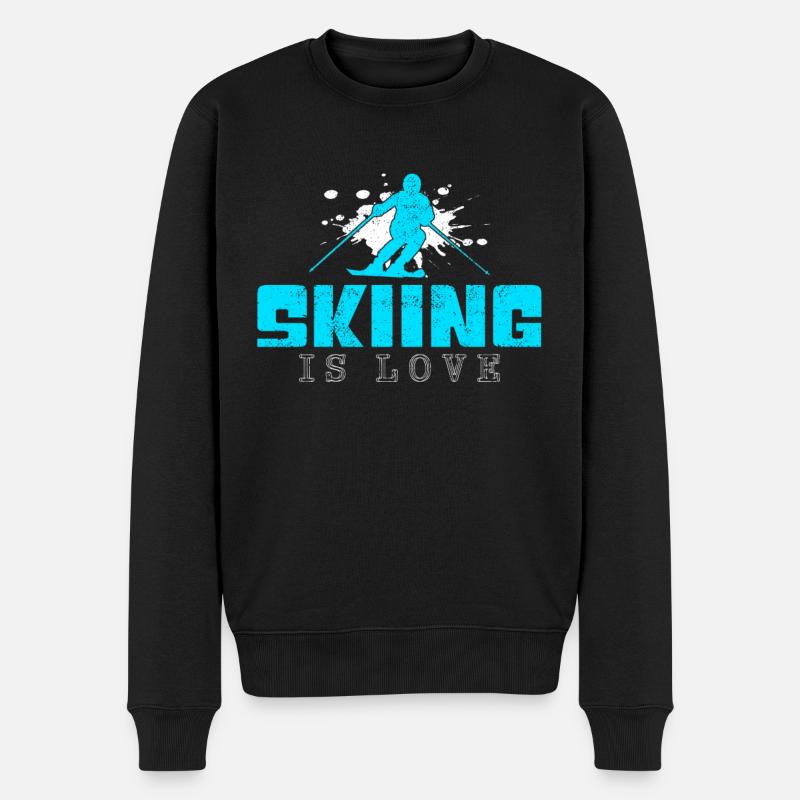 Ski Spruch - Männer Premium Bio Pullover - Schwarz