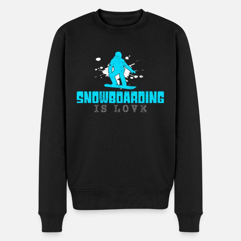 Snowboarding Spruch - Männer Premium Bio Pullover - Schwarz