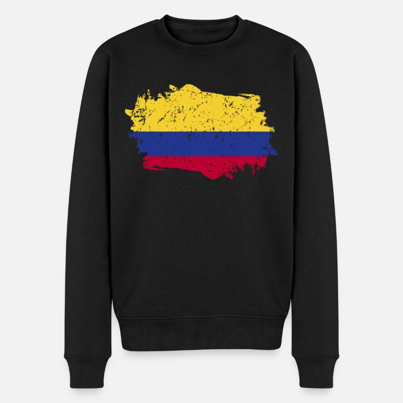 Drapeau de la Colombie Grunge Drapeau de la Colombie - Pull Premium bio Homme - noir