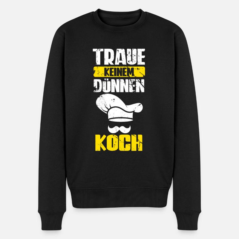 Traue Keinem Dünnen Koch - Männer Premium Bio Pullover - Schwarz