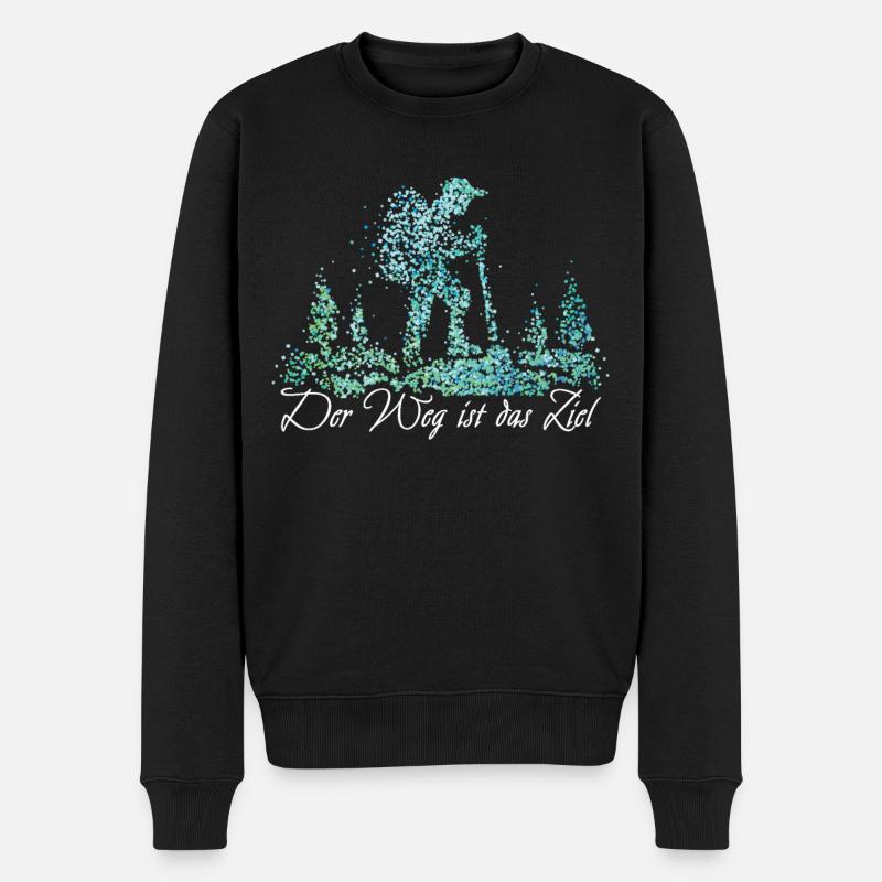 Der Weg ist das Ziel Pilger Pilgern Jacobsweg - Männer Premium Bio Pullover - Schwarz