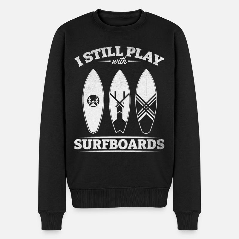 Wassersurfer Ich spiele immer noch mit - Männer Premium Bio Pullover - Schwarz