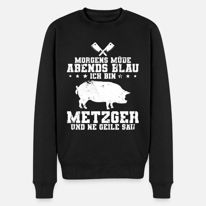 Fleischer Metzger - Männer Premium Bio Pullover - Schwarz