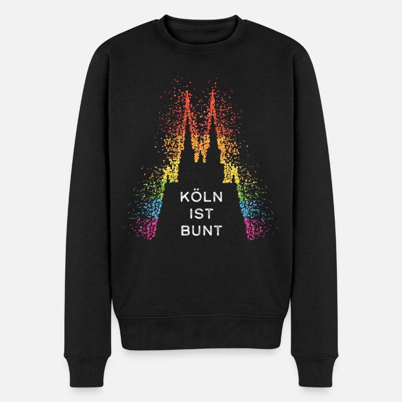 Kölner Dom Regenbogenfahne Gay LGBTQ Pride - Männer Premium Bio Pullover - Schwarz