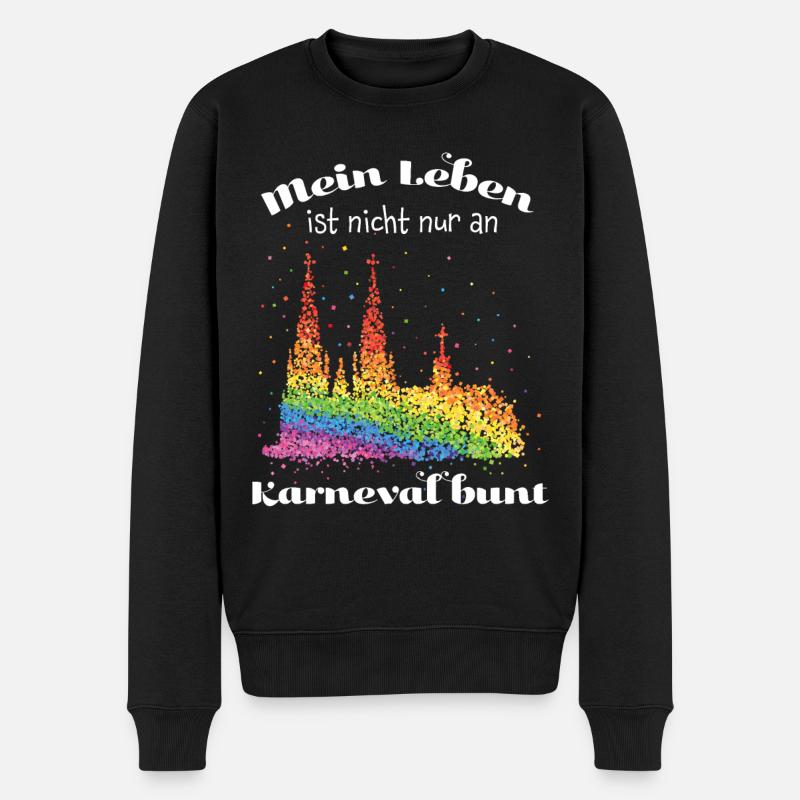 Kölner Dom Regenbogenfahne Pride Kölle Alaaf - Männer Premium Bio Pullover - Schwarz