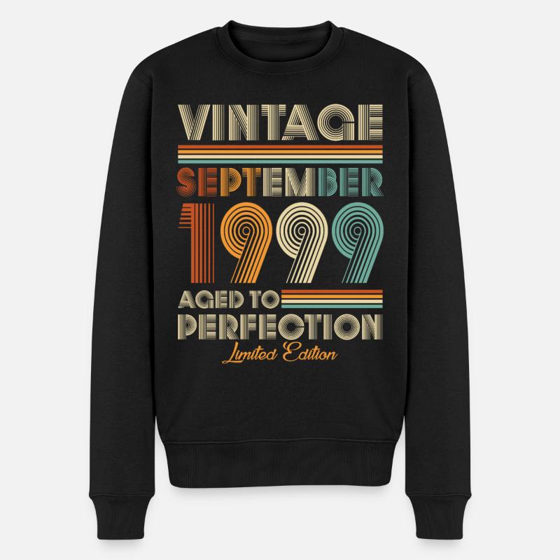 Vintage Aged To Perfection September 1999 - Männer Premium Bio Pullover - Schwarz