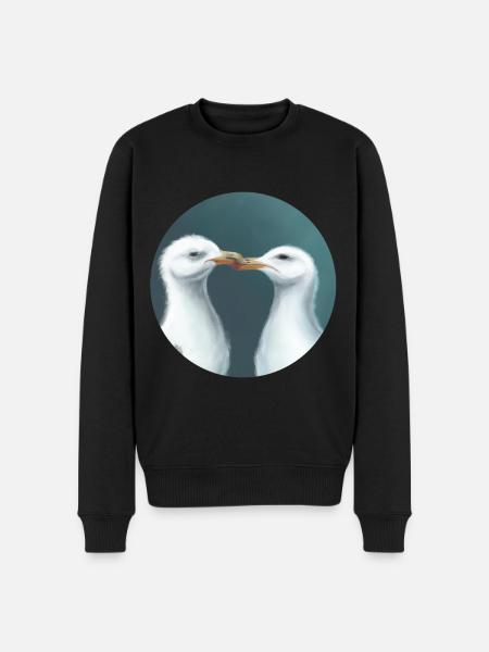Küssende Möwen - Männer Premium Bio Pullover - Schwarz