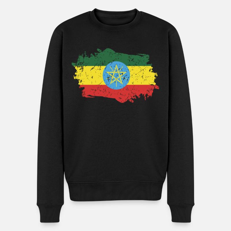 Drapeau éthiopien Grunge Drapeau éthiopien - Pull Premium bio Homme - noir