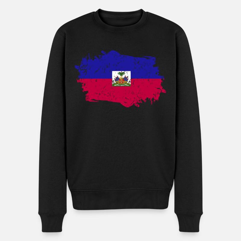 Drapeau d’Haïti Grunge Drapeau d’Haïti - Pull Premium bio Homme - noir