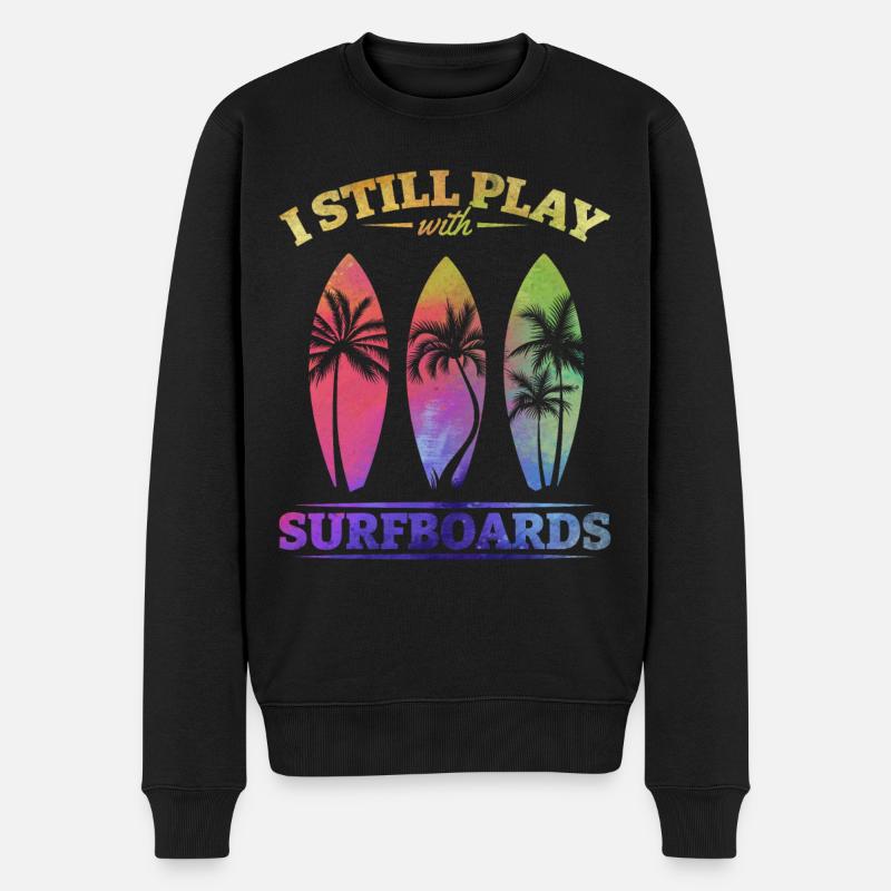 Watersurfer Surfboard Surfing Ich spiele immer - Männer Premium Bio Pullover - Schwarz