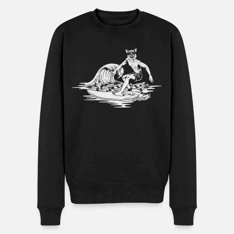 Surfen Surfboard Surfer Wassersurfer Lustiges - Männer Premium Bio Pullover - Schwarz