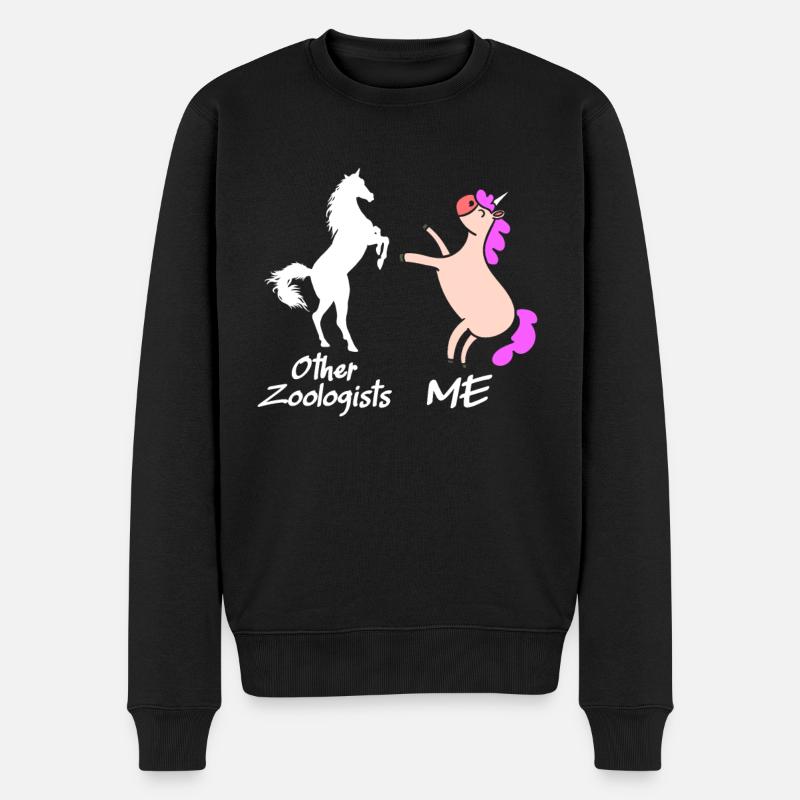 Zoologe Mythisches Einhorn Zootiere Zoologie - Männer Premium Bio Pullover - Schwarz