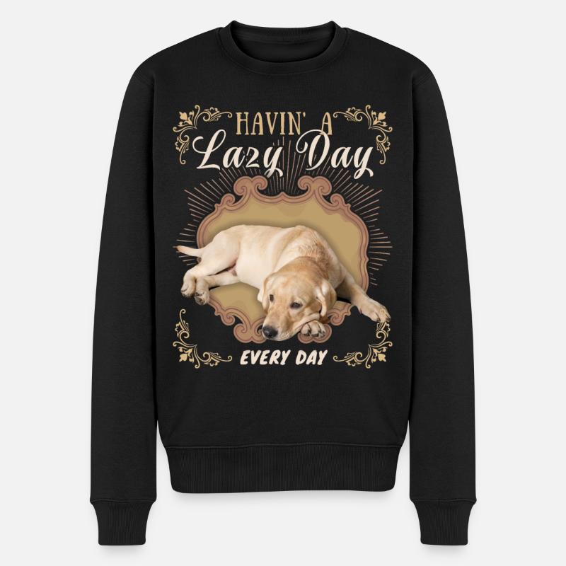 Labrador-Retriever, fauler Hund, lustiger Spruch - Männer Premium Bio Pullover - Schwarz